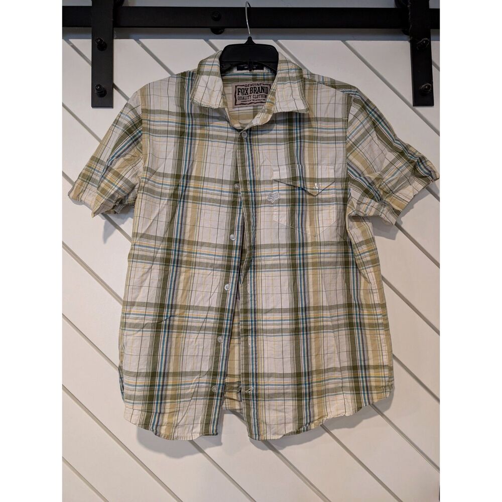 Fox Brand Men's Short Sleeve Button Down Plaid Shirt Medium